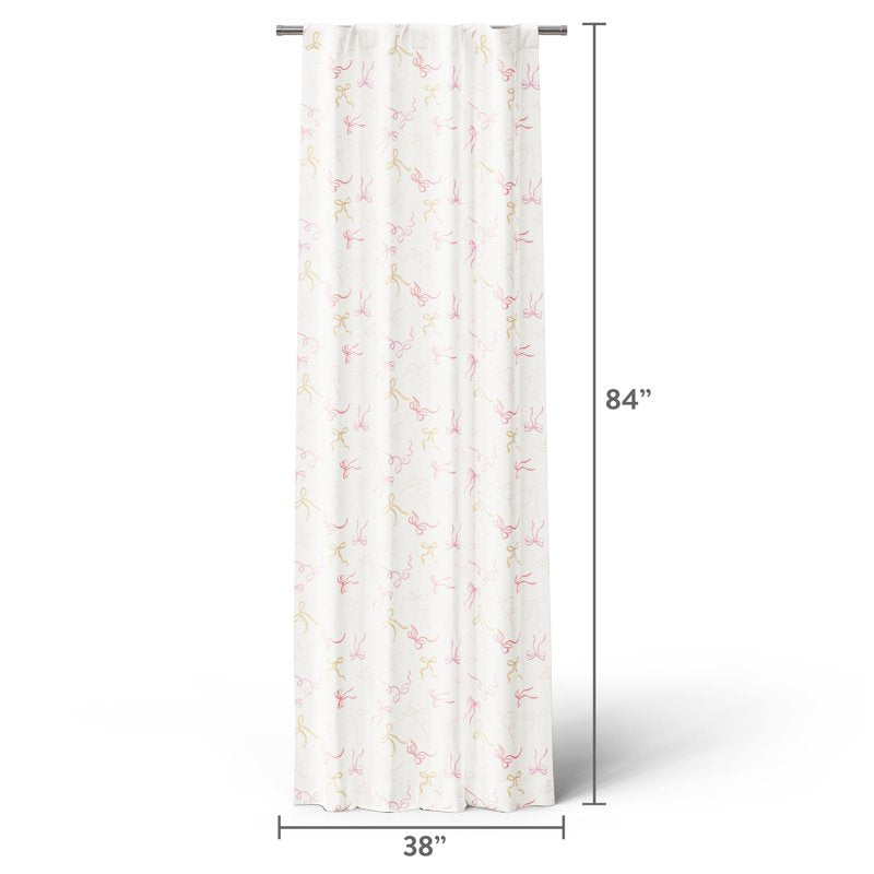 Kids Blackout Curtain Panel with Ribbon Print - 38 x 84 inches, Pink & Yellow