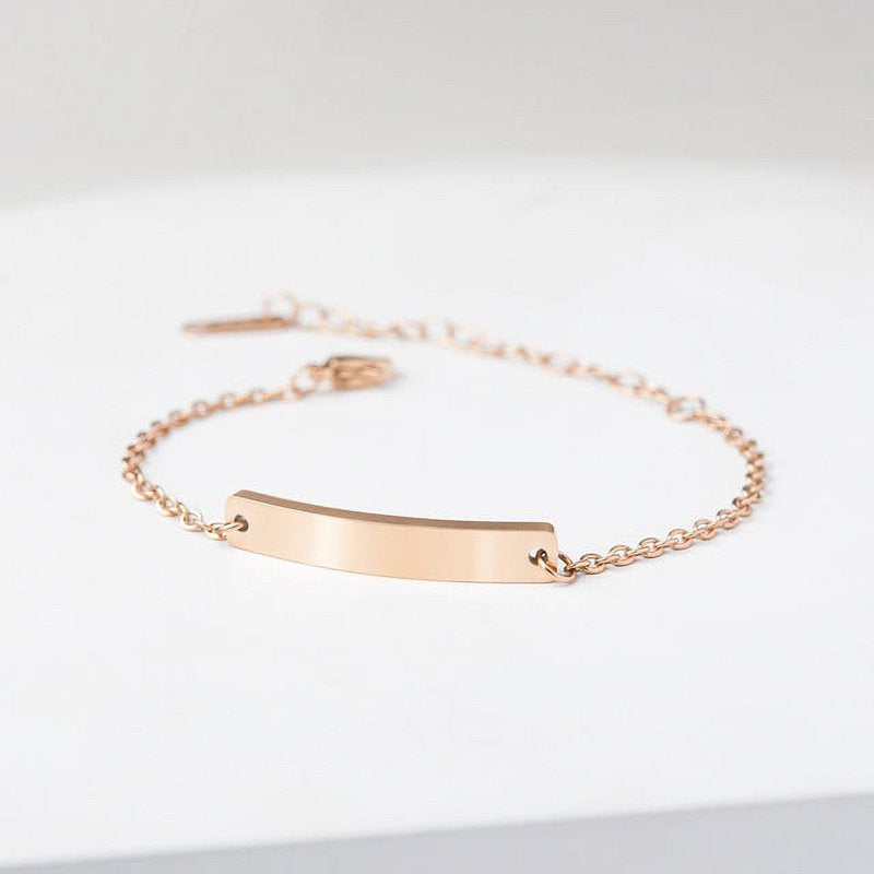 Personalized Engraved Bar Bracelet - Custom Coordinate & Name Jewelry for Her