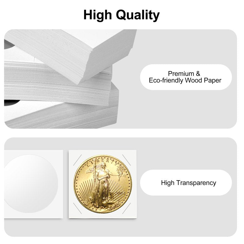 100pcs Cardboard Coin Holders 2x2 Inches - Protect and Display Coins