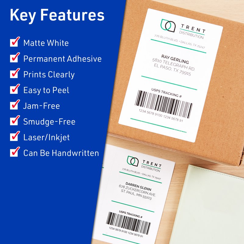 White Shipping Labels 5.5 x 8.5 Inches - Permanent Adhesive - Pack of 500+