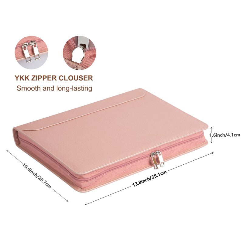 Leather Belief Portfolio Padfolio with 3-Ring Binder and Zipper Closure - A4 Business Organizer for Professionals and Students
