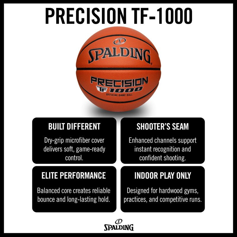 Indoor Size 7 Basketball - Precision TF-1000 Game Ball for Hardwood Play
