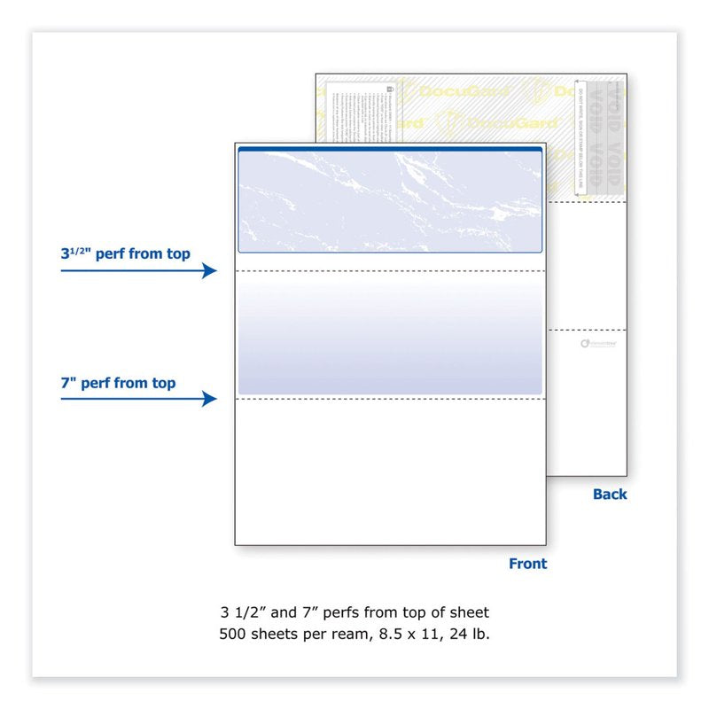 Business Checks with Security Features - Blue Marble Top, 8.5 x 11, 500 Sheets