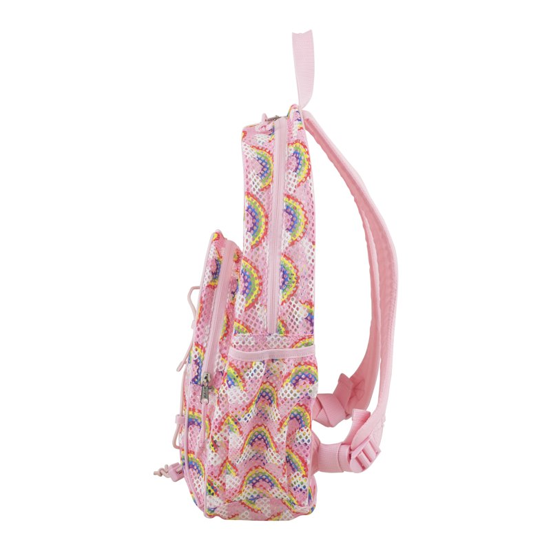 Unisex Mesh Bungee Backpack with Padded Shoulder Straps - Rainbow Print