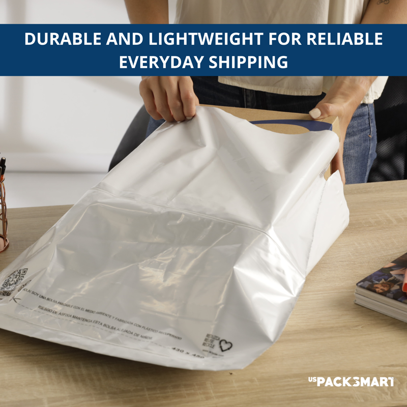 Poly Mailer Envelopes Waterproof Self-Adhesive Shipping Bags 12x15 Inch - White, 100-Pack
