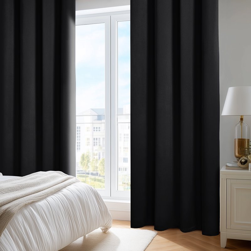 Thermal Blackout Room Darkening Curtains - Noise Reducing, Modern Drape, 2 Panels