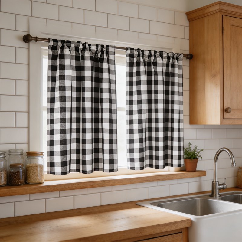 Light Filter Nylon Cafe Curtains - 2 Panels Insulated Window Coverings - 39x28in