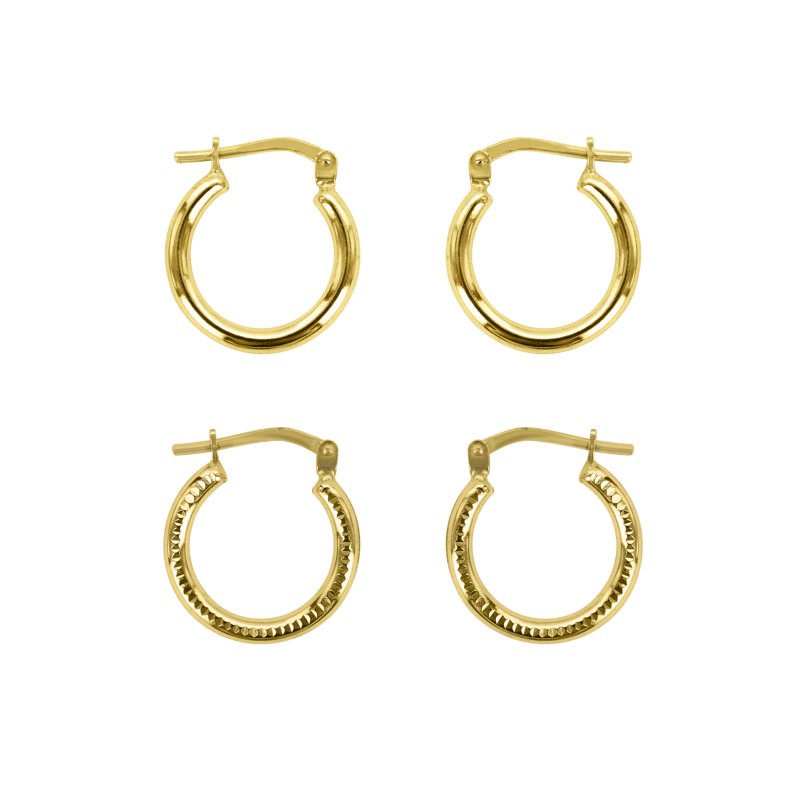 Women's 14K Gold Plated Sterling Silver Hoop Earrings Set - Elegant & Lightweight
