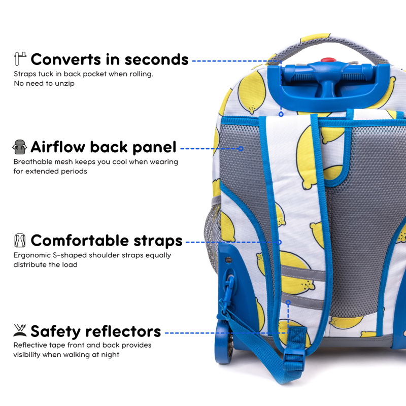 Unisex 18-Inch Rolling Backpack for School and Travel - Durable and Lightweight