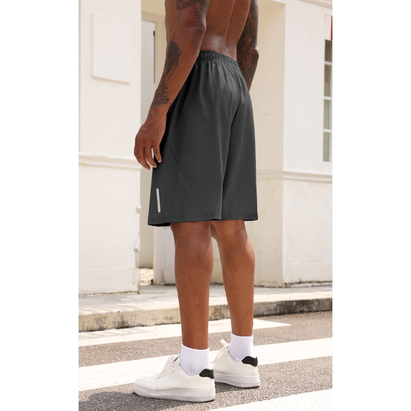 Men's Athletic Shorts Set with Zipper Pockets Quick Dry Workout Sportswear
