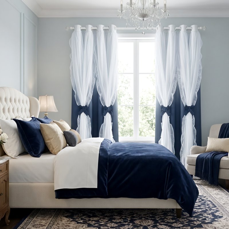 Double Layer Blackout & Sheer Window Curtains for Living Room - Thermal Insulated Grommet Drapes