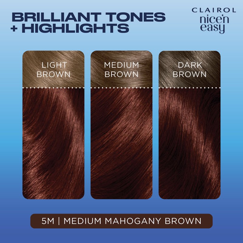 Permanent Hair Color Cream - Medium Mahogany Brown, Covers Gray & Highlights