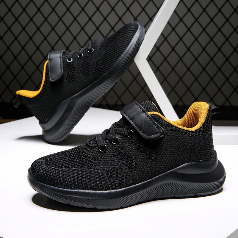 Kids Athletic Sneakers with Hook & Loop Closure - Lightweight Breathable Mesh Running Shoes