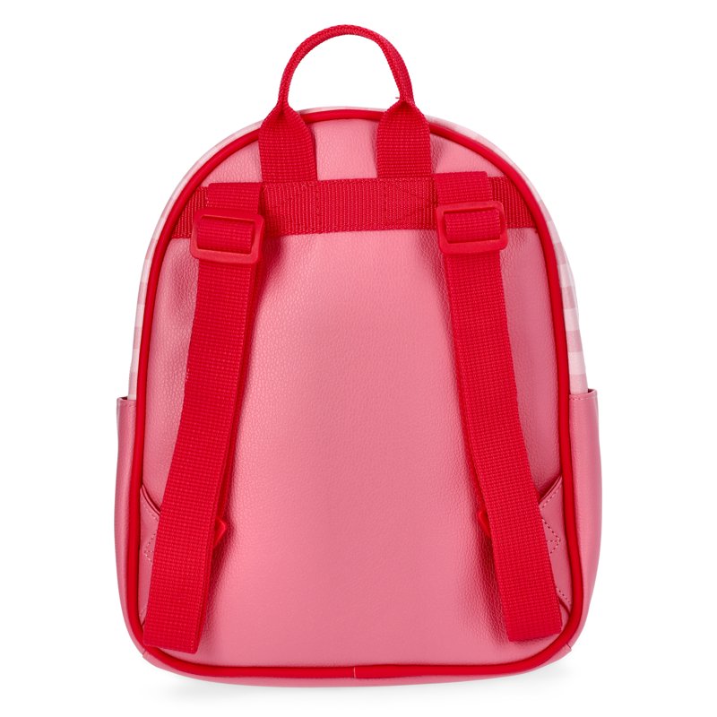 Women's Faux Leather Mini Backpack with Rainbow Heart - Pink