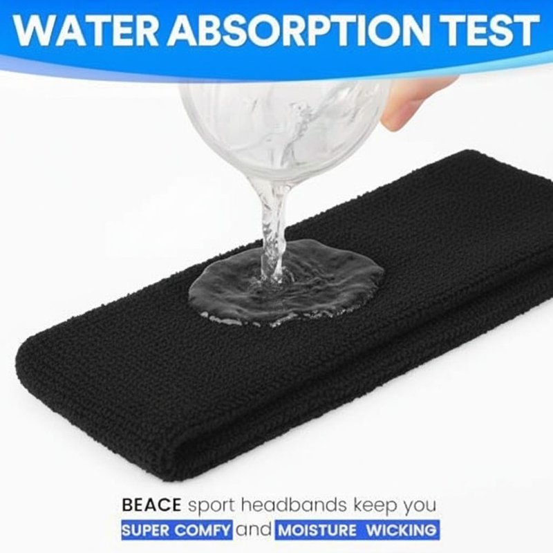 Moisture-Wicking Sports Headbands for Men & Women - Sweat Absorbing Athletic Cotton, Non-Slip Fit for Running, Tennis, Basketball, Gym