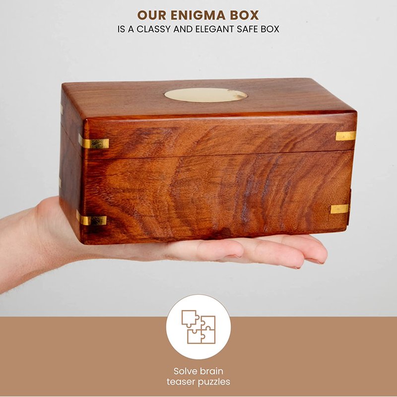 Wooden Puzzle Box with Secret Compartments - Money & Jewelry Holder