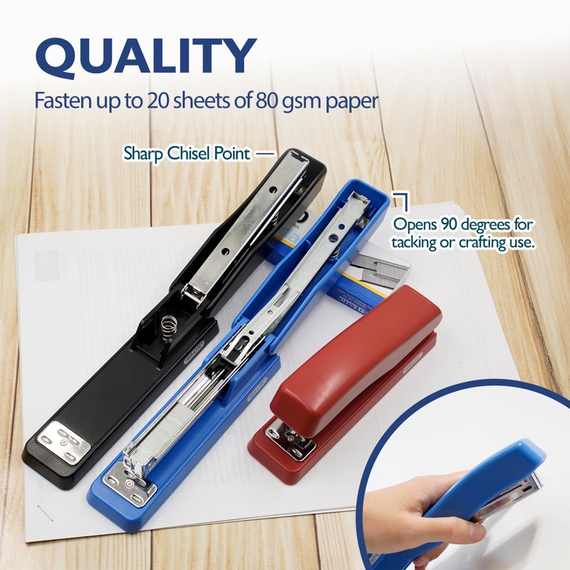 BAZIC 12-Pack Desktop Stapler Set with 1250 Staples & Remover
