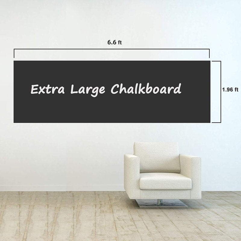 Large Peel & Stick Chalkboard Contact Paper Roll - 23.6 x 78.7 Inches, Includes 5 Chalks