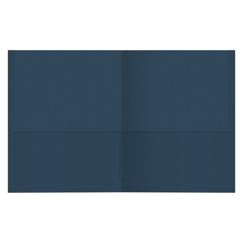Twin-Pocket Leatherette Portfolios - Dark Blue, Pack of 25