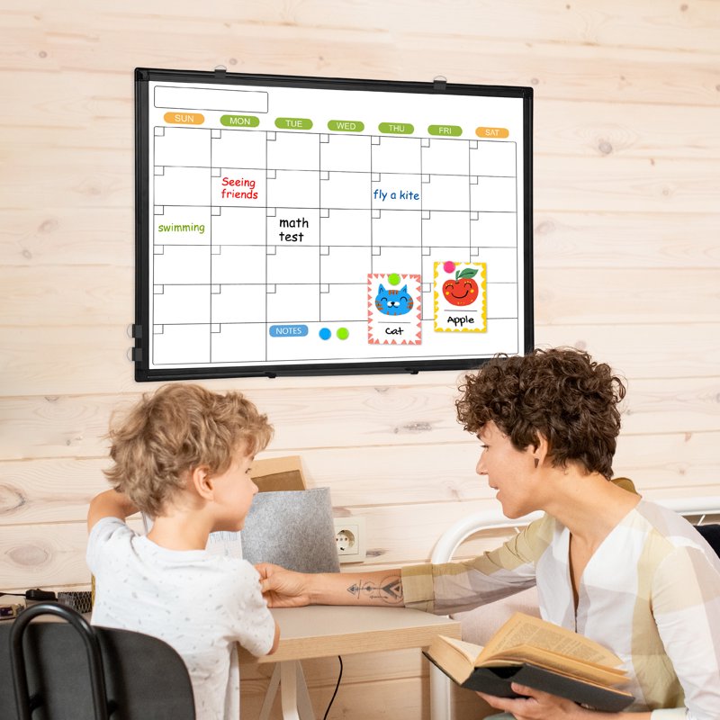 Magnetic Dry Erase Calendar Whiteboard 24x18 Inch Monthly Wall Planner with Markers