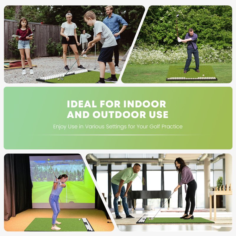OKESAM 5x4 Feet Golf Mat with Ball Tray - Thick Artificial Turf for Hitting, Driving & Chipping (Variation: 5x4 feet large sized)