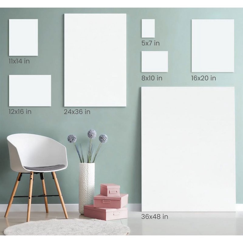 Assorted Large Stretched Canvas Set for Painting and Mixed Media