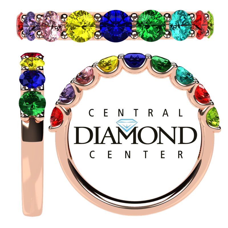 Personalized Family Ring with 1-9 Birthstones in 10K Rose Gold & Silver