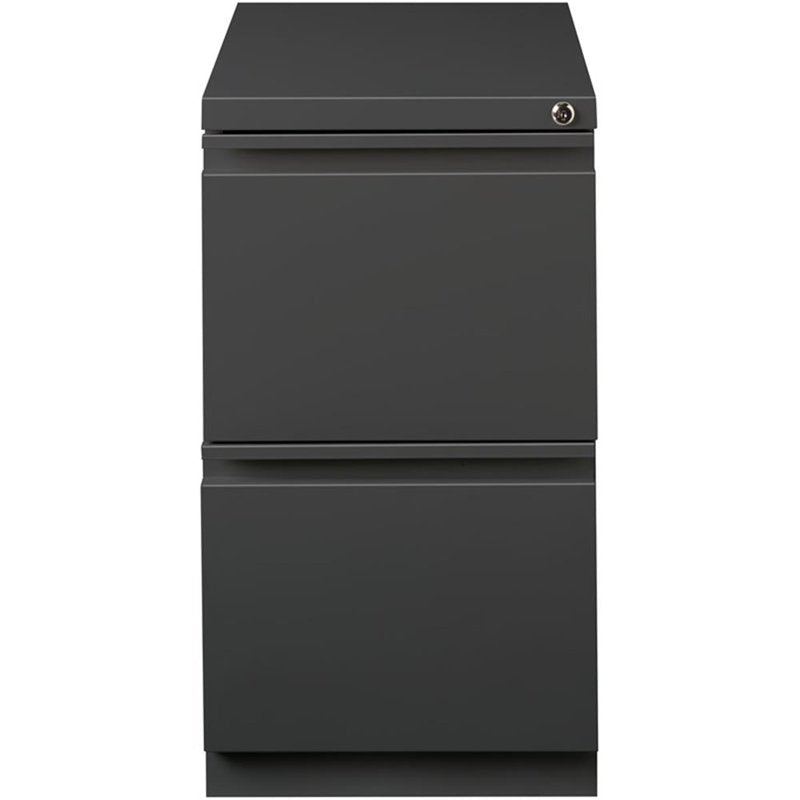 Modern Metal Mobile Pedestal Filing Cabinet with 2 Drawers - Charcoal