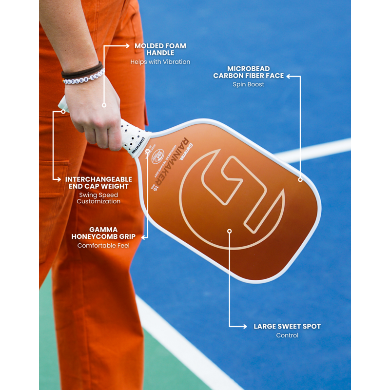 Gamma Rainmaker 16 mm Microbead Pickleball Paddle - Orange (Variation: Rainmaker, 16 mm, Orange)