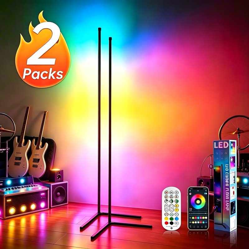 56 Inch RGB Smart Floor Lamp with Remote App Control Music Sync Timer Modern Lighting