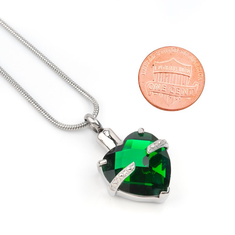 Heart Cremation Urn Necklace for Human Ashes - Memorial Keepsake Jewelry with Birthstone Option
