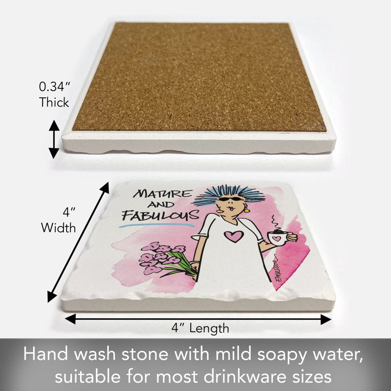 Mature & Fabulous Single Tile Coaster | Thirstystone Absorbent Stone 4" Square