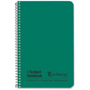 Eco-Friendly Recycled Narrow Rule Notepad 8x5 Inch Spiral Binding