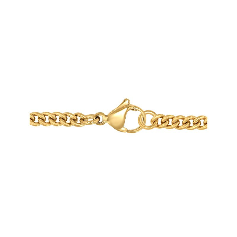 Men's Stainless Steel Gold-Tone 18-Inch Flat Curb Chain Necklace - Unisex Jewelry