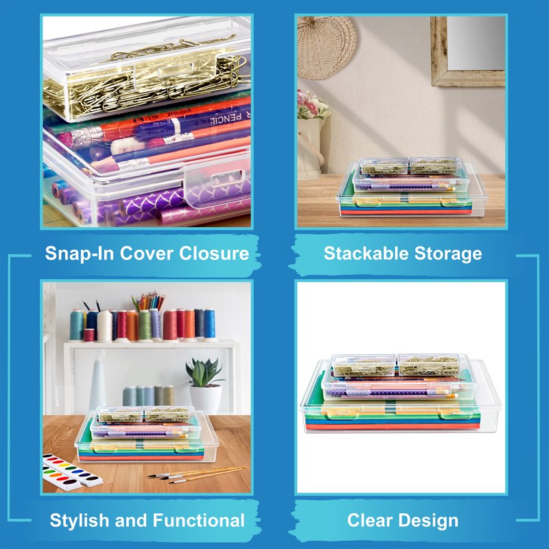 Stackable Plastic Storage Bins Set for Crafts Beads Yarn & More - Variety Pack