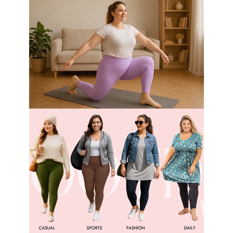 Plus Size High Waist Yoga Leggings for Women - Soft, Stretchy, Tummy Control