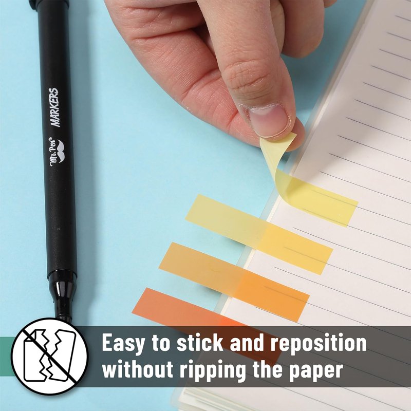 Multicolor Self-Adhesive Index Tabs - Repositionable 1600 Pack for Office & School