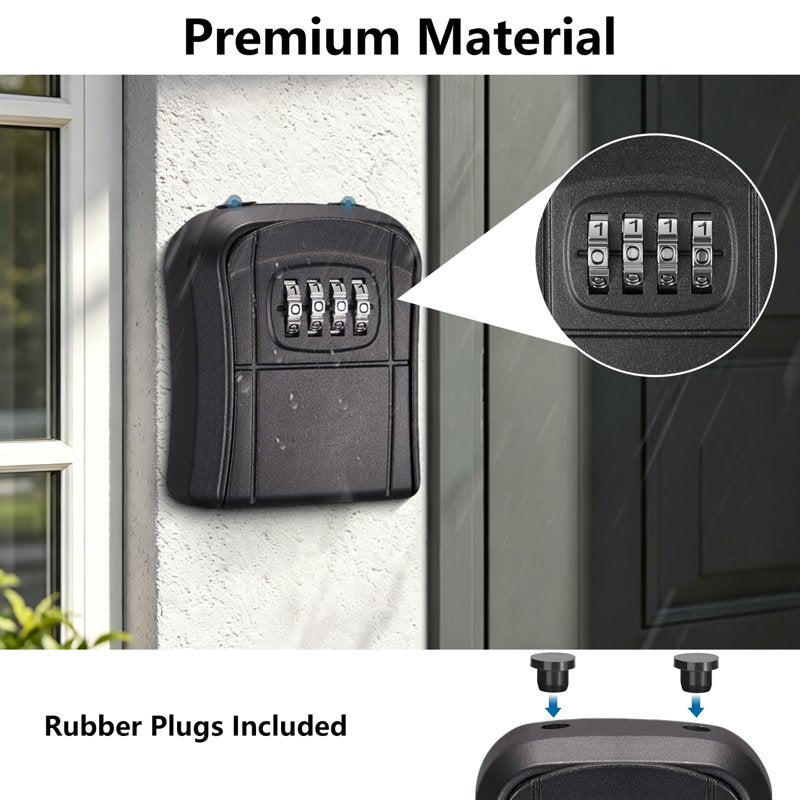 Wall Mounted Key Lock Box with Resettable 4-Digit Combination Weatherproof Safe