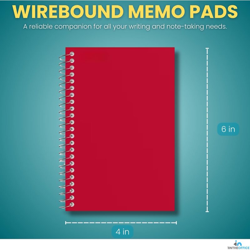 4x6 College Ruled Wirebound Memo Books - Assorted Color Notepads, 50 Sheets, 10 Pack
