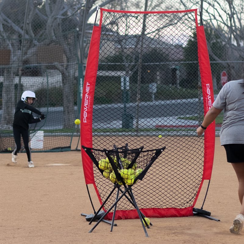 PowerNet Pitching Screen with Frame and Carry Bag - Pink