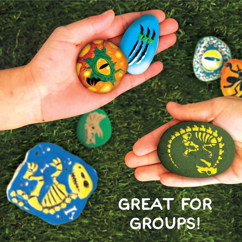 Kids Dinosaur Rock Painting Kit with Fossils and Stones - Creative Art Set for Ages 6+