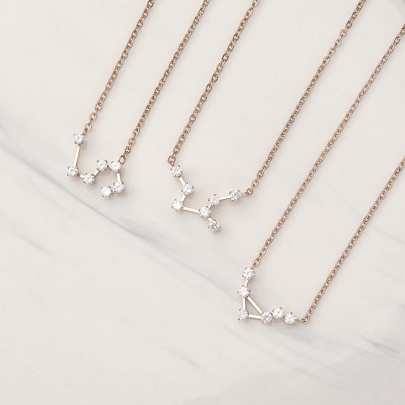 Constellation Zodiac Necklace - Astrology Pendant in Gold Silver Rose Gold