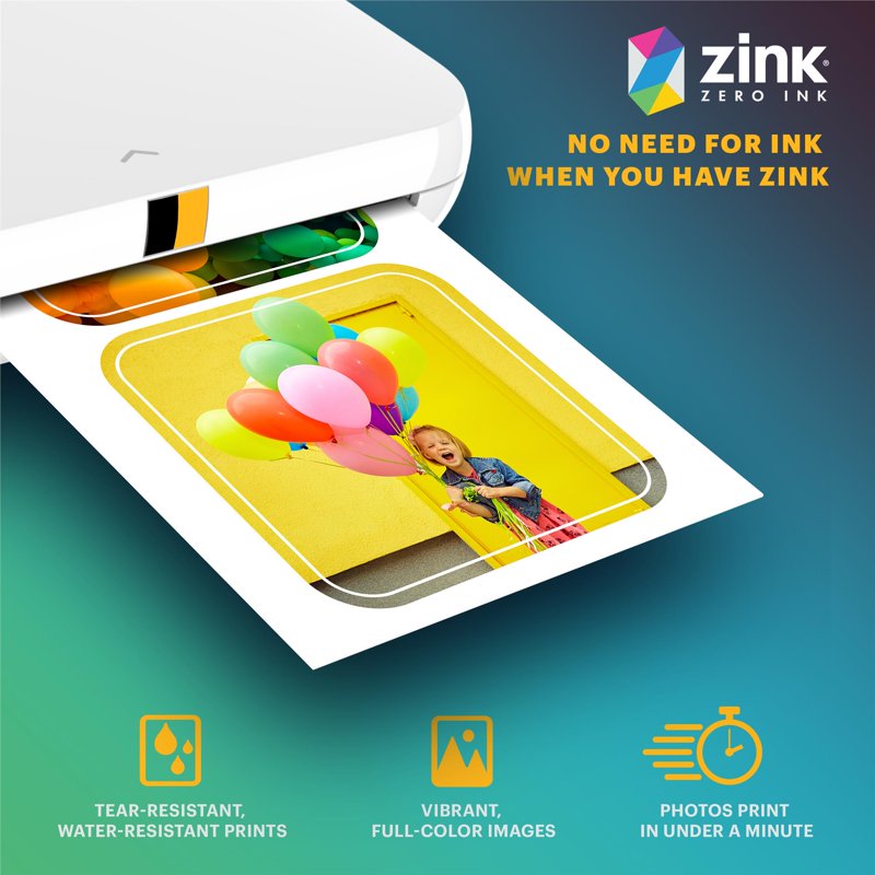 Premium Zink Acid-Free Glossy Photo Paper with Pre-Cut Stickers, 2x3 Inches, 30 Sheets