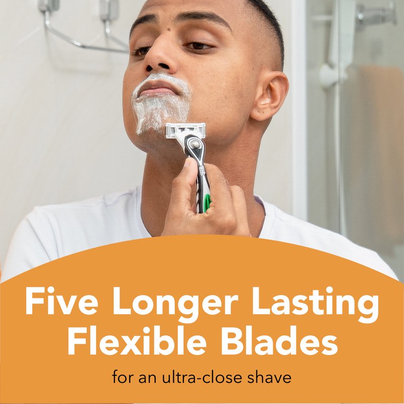 Refillable Men's Razor with Flexible Blades & Sensitive Skin Care - Pack Options