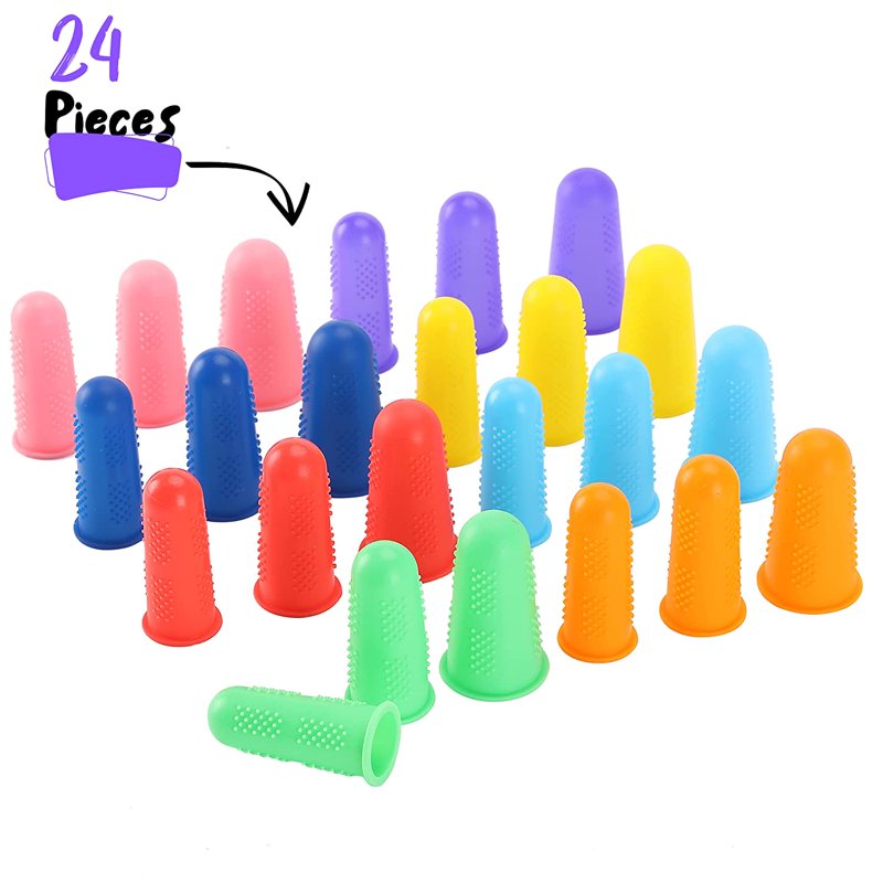 Assorted Silicone Finger Protectors Pack - 24 Count for Crafting & Safety