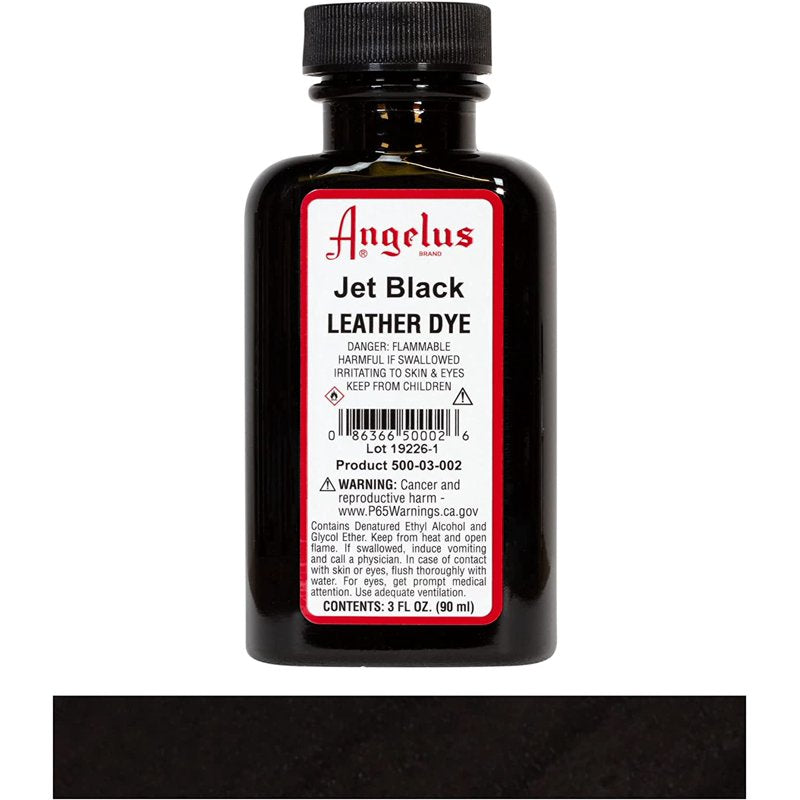 Angelus Leather Dye Jet Black 2 Pack - Permanent Leather Color for Shoes & Furniture