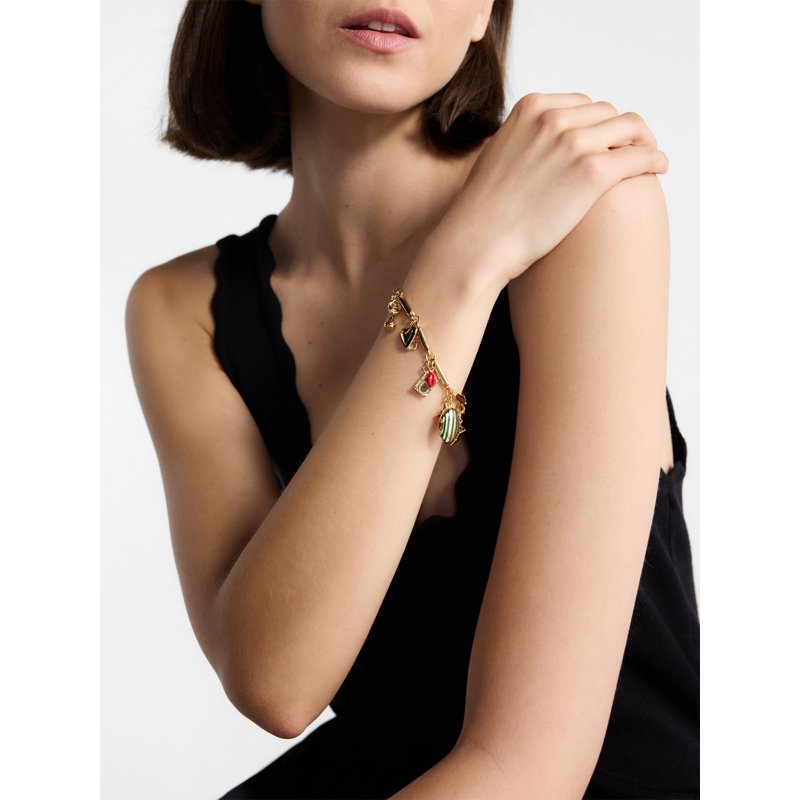 Goldtone Lockets Charm Bracelet for Women with Assorted Charms & Extender
