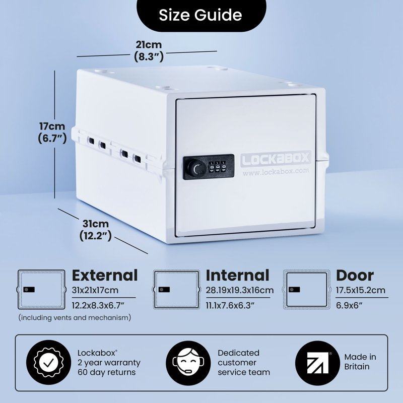 Lockable Food & Medicine Storage Box 10L with Combination Lock - White