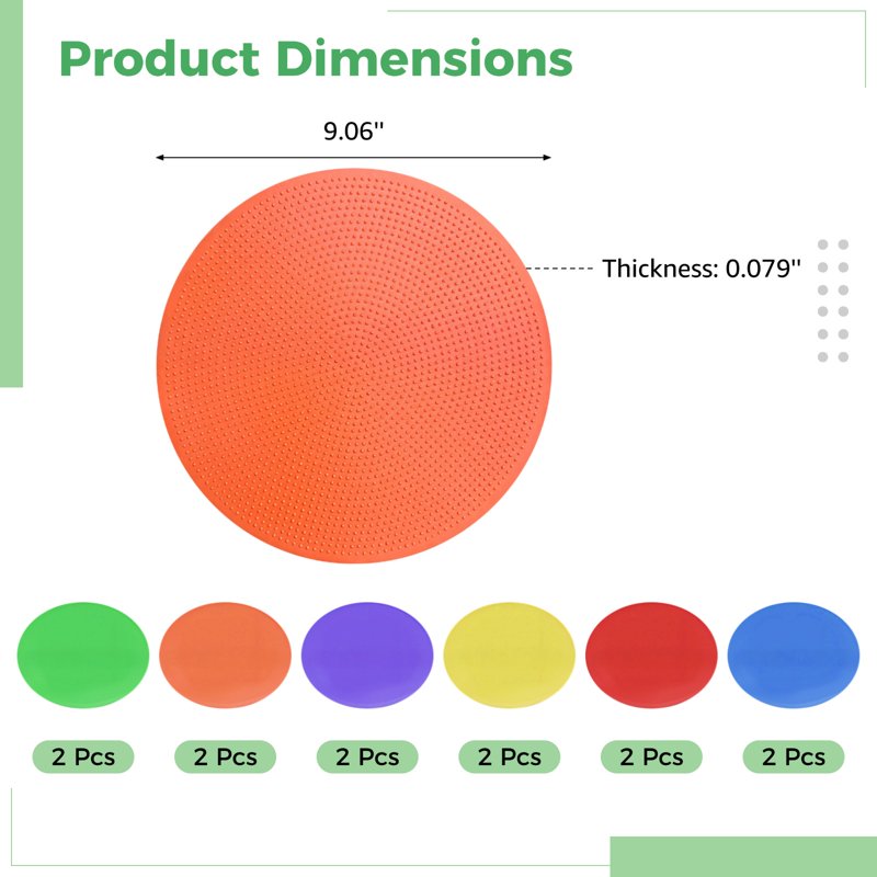 12 Pack Non-Slip Floor Markers for Sports & Training - Bright Cones & Dots