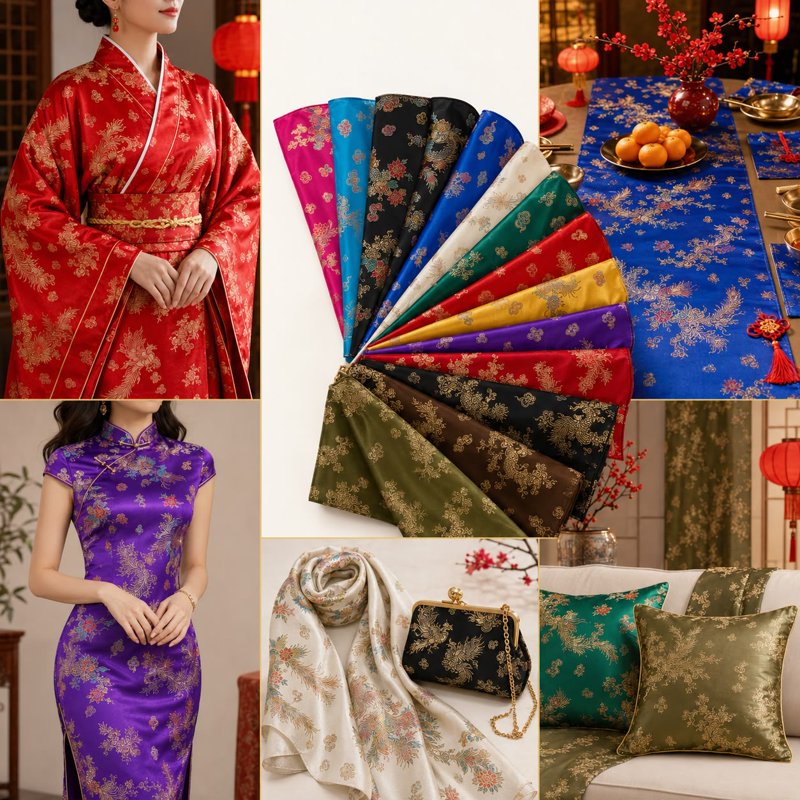Luxurious Chinese Dragon Brocade Fabric by The Yard - Vibrant Polyester Textile for Costumes & Crafts